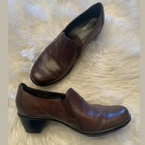 Clarks Partridge Brown Leather Pull On Shoes